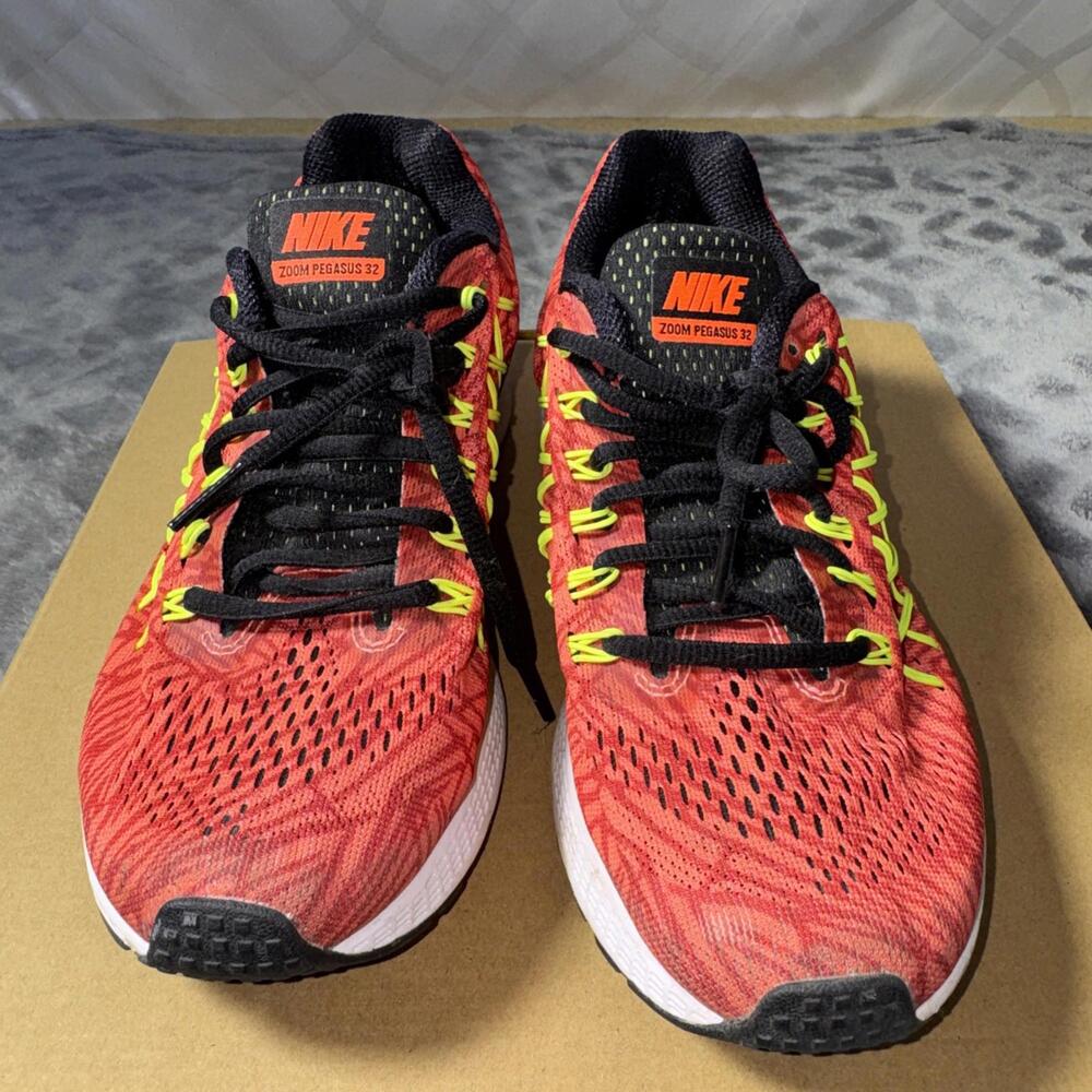 Nike Women's Air Zoom Pegasus 32 Print 806806-800 Shoes Orange Volt Red Sz 8.5